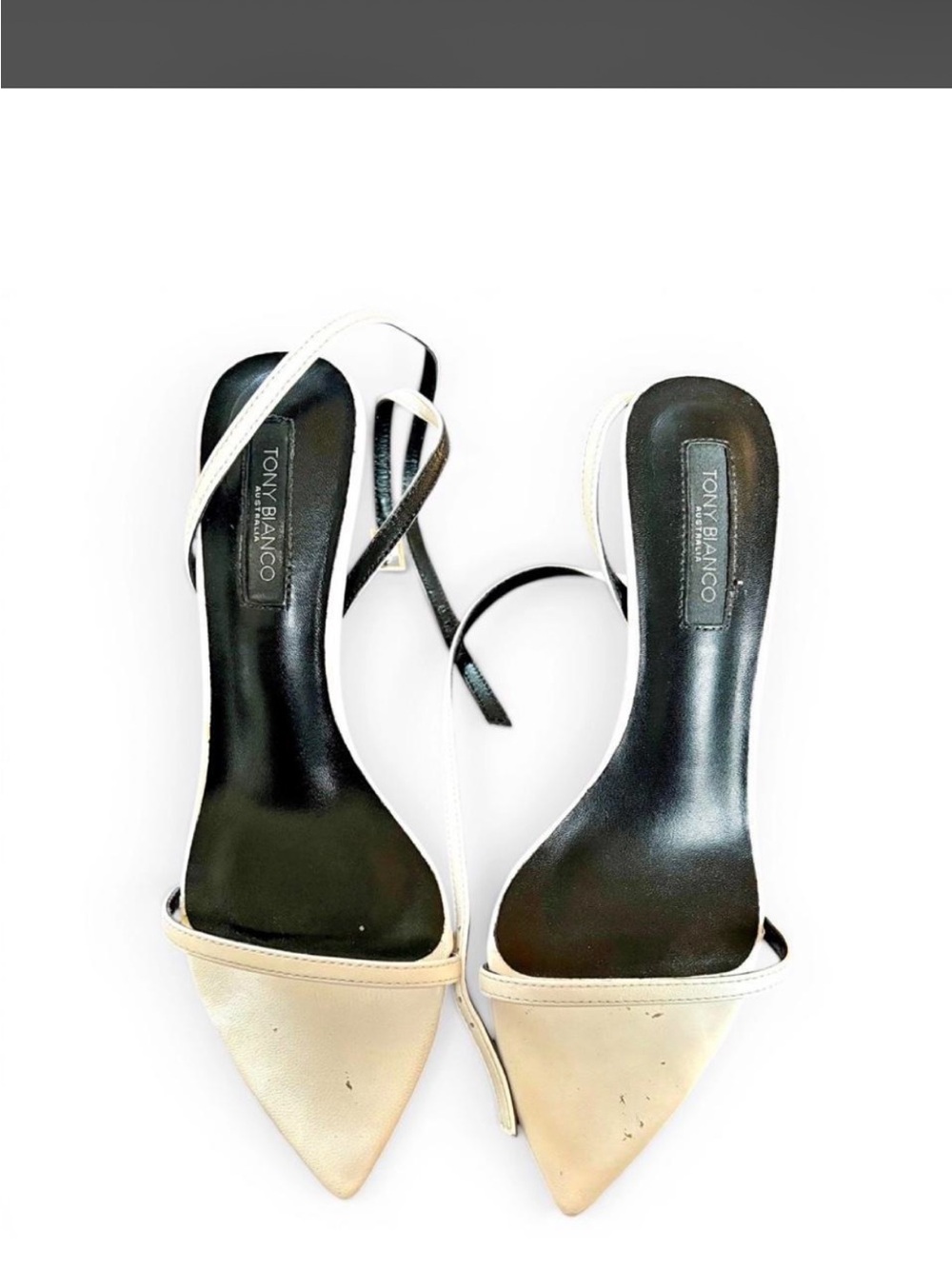 Tony Bianco Cream Pointed Toe Slingback Heels